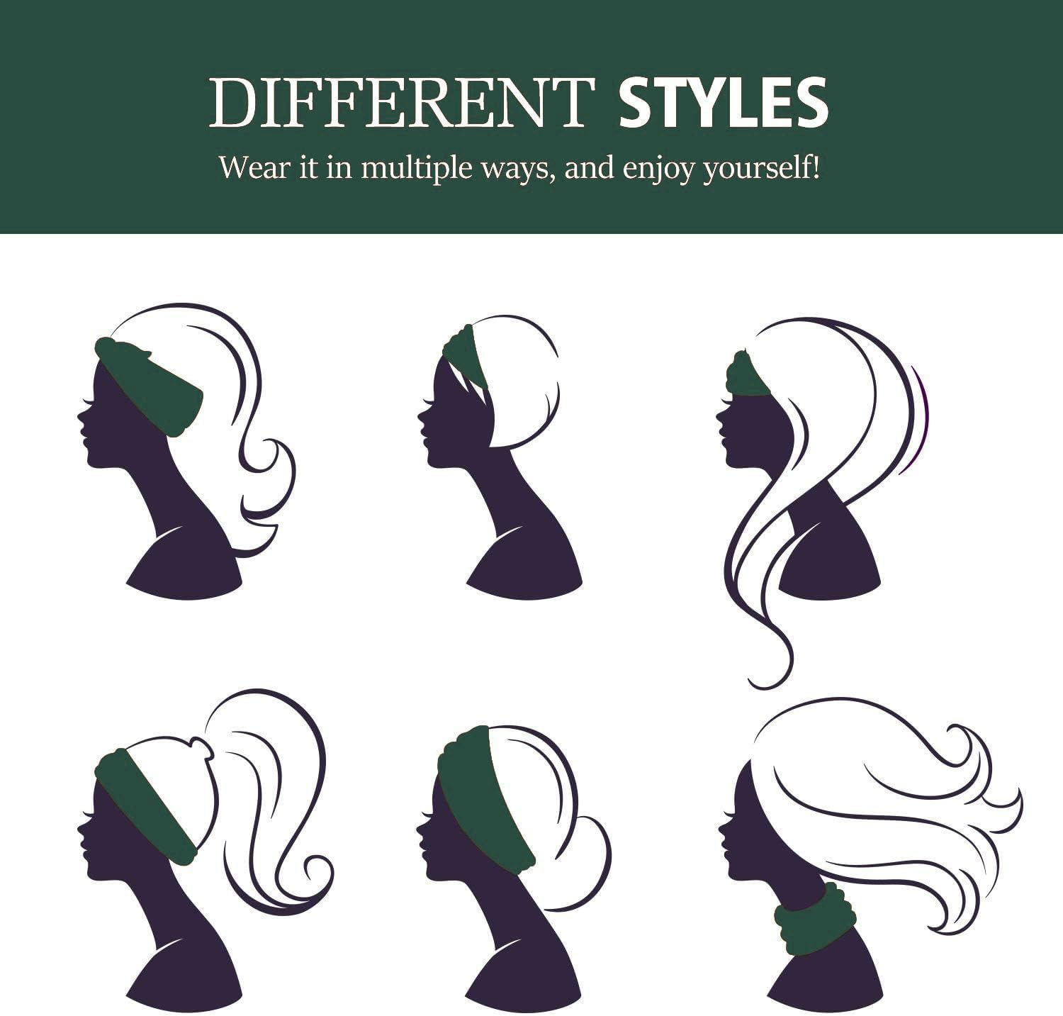 Gili 2 Pack Wide Headbands for Women Boho African Knotted Non Slip Fashion Hair Bands Yoga Running Sports Workout Gym Head Wraps Elastic Soft Cotton Cloth Turbans Bandana for Girls (Dark Green, Teal) image number 3