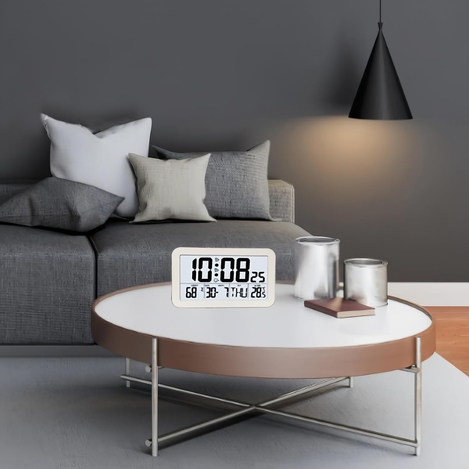 Lancoon Touchscreen Alarm Clock with Backlight, 2 Music Sets Snooze Display Temperature and Humidity Date and Day, Usb/Android Input Port, Hanging or Standing for Bedroom Living Room Office image number 1