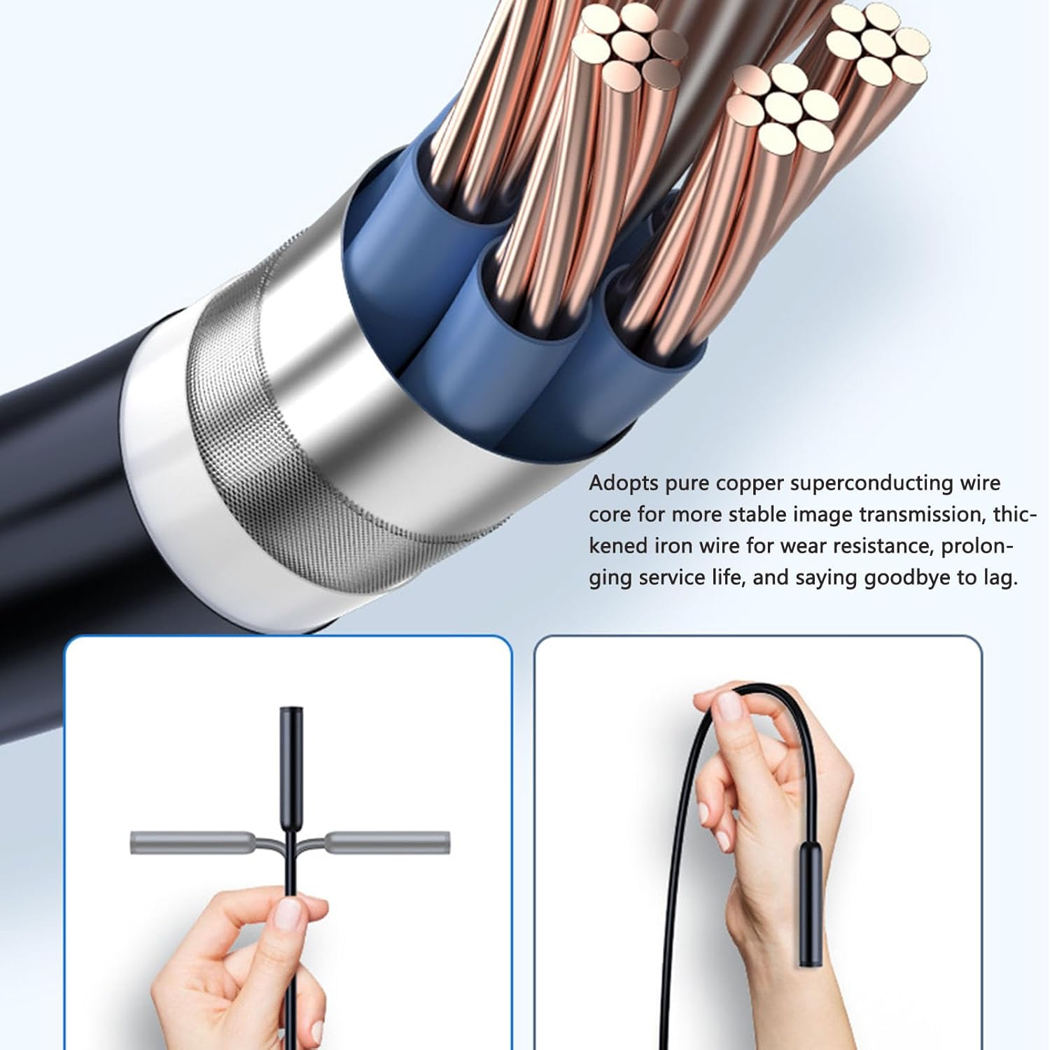 Endoscope Camera with Light, 2MP 1920P HD Borescope Tool with 8 Adjustable LED Lights, 7.9Mm Probe IP67 Waterproof Inspection Camera for Ios for Android (5M / 16.4Ft)