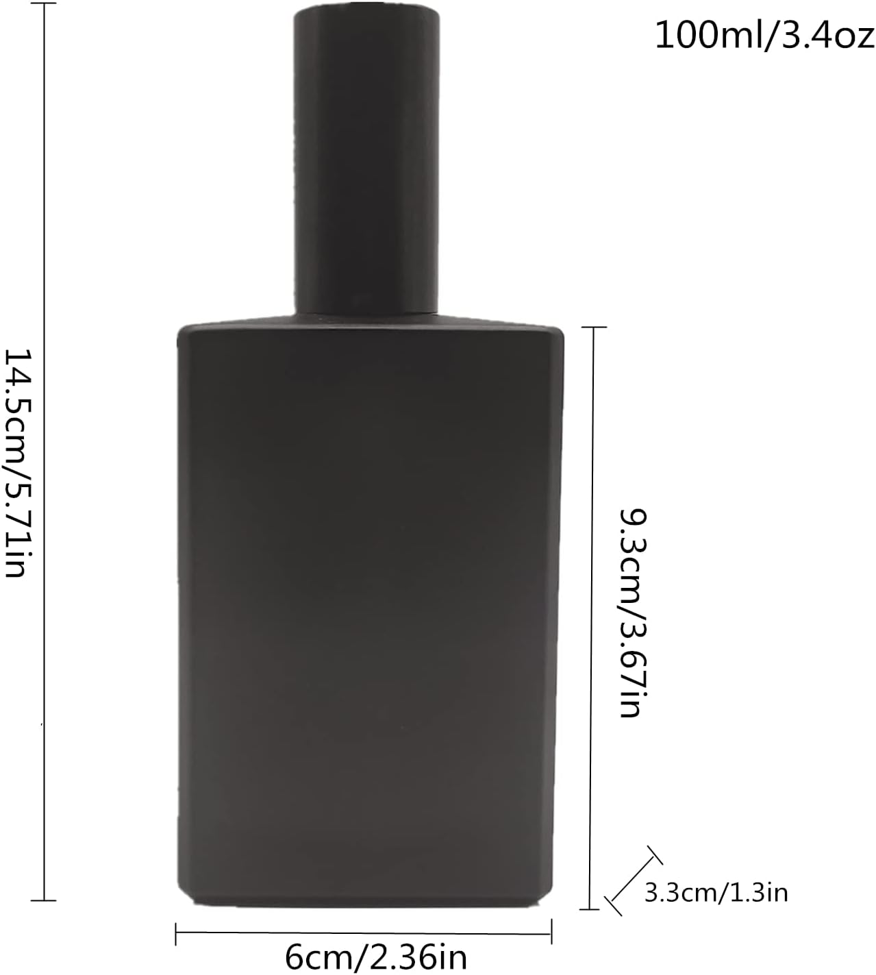 Pimyrcyi 2PCS Spray Bottles for Essential Oils,Empty Square Glass Perfume Fine Mist Spray Container (Matte Black, 100Ml/3.4Oz) image number 6