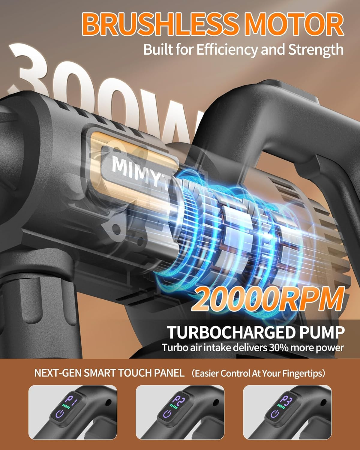 Cordless Pressure Washer Battery Powered; 1200PSI Cordless Power Washer with Brushless Motor, 4.0Ah Battery,6-In-1 Nozzle, 3 Power Level Adjustable; Handheld Portable Pressure Washer Cordless for Cars