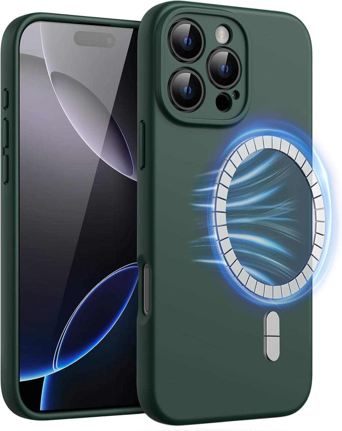 Jetech Magnetic Silicone Case for Iphone 16 Pro 6.3-Inch, Compatible with Magsafe, Silky Soft Touch, Shock Absorbing Phone Cover with Camera Lens Full Protection (Black)