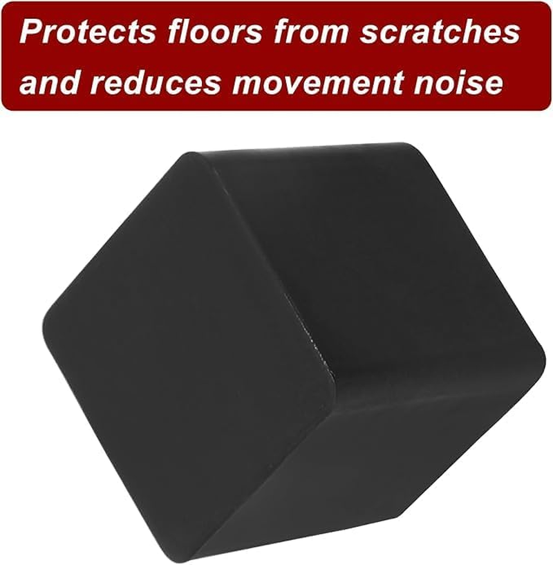 1.18" Diameter PVC Square Table and Chair Leg Covers Furniture Foot Pads Tile Floor Protectors, Black, 20 Pack image number 1