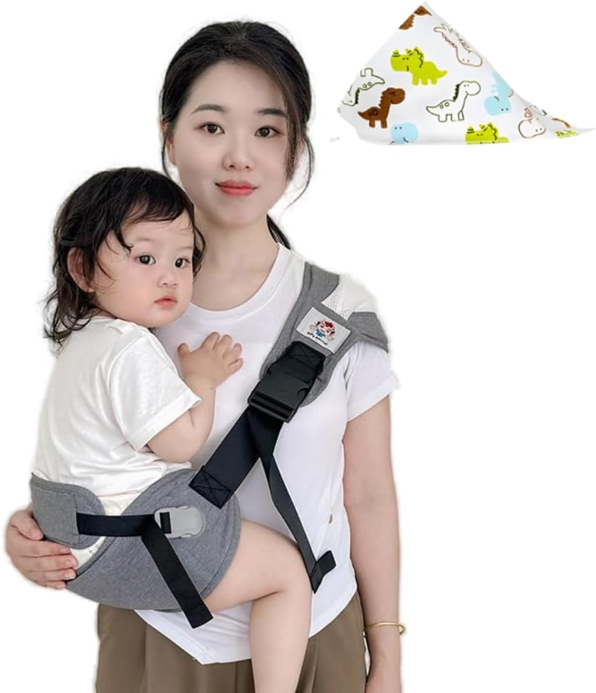 Toddler Sling Carrier Lightweight Baby Hip with Seat for Toddler, Slings Carrying Non-Slip Side Big Kid Holder Chest Wrap 6-48 Months Infants & Toddlers (14-45 Lbs) - Black