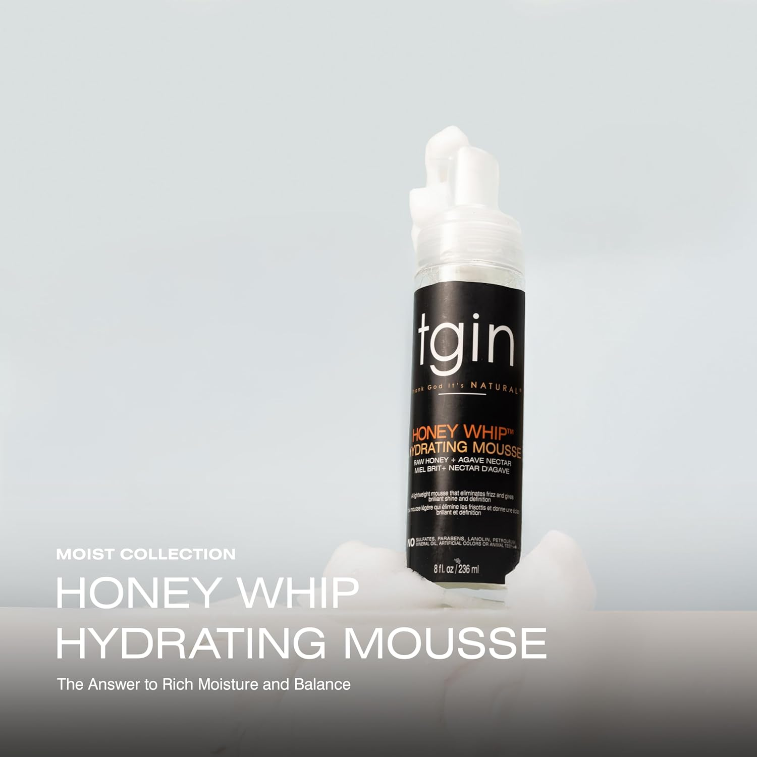 Tgin Honey Whip Hydrating Mousse for Natural, Dry, Curly, and Damaged Hair - 8 Oz image number 3
