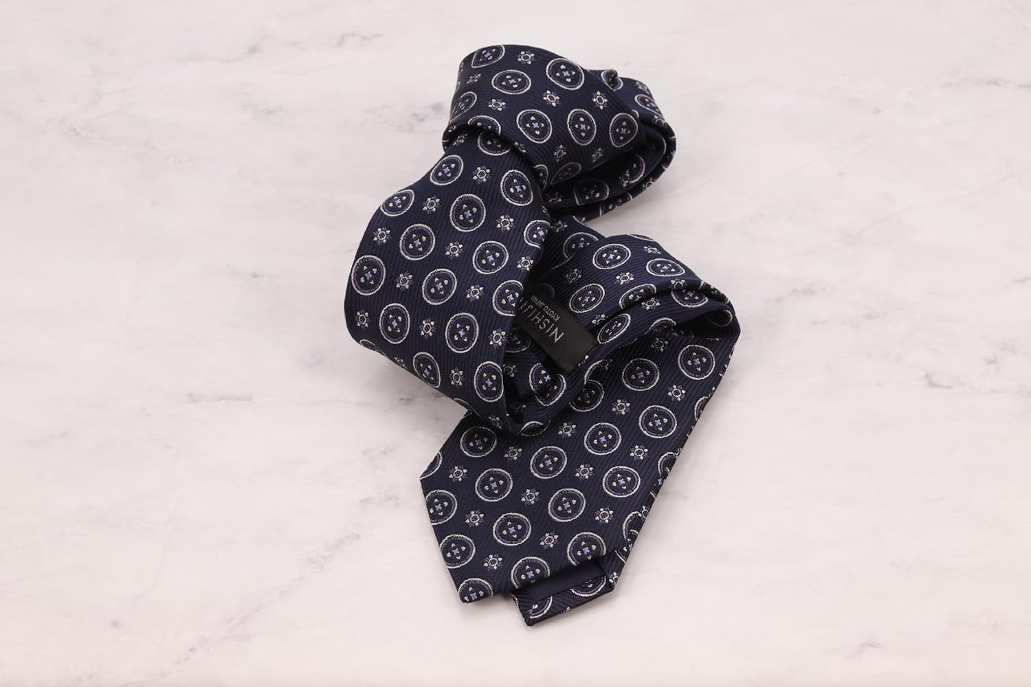 NISHIJINORI NJ11-12 Nishijin Woven Necktie, Regular Tie, Patterned, Dark Navy, 日本 Mens-(Free サイズ) image number 4