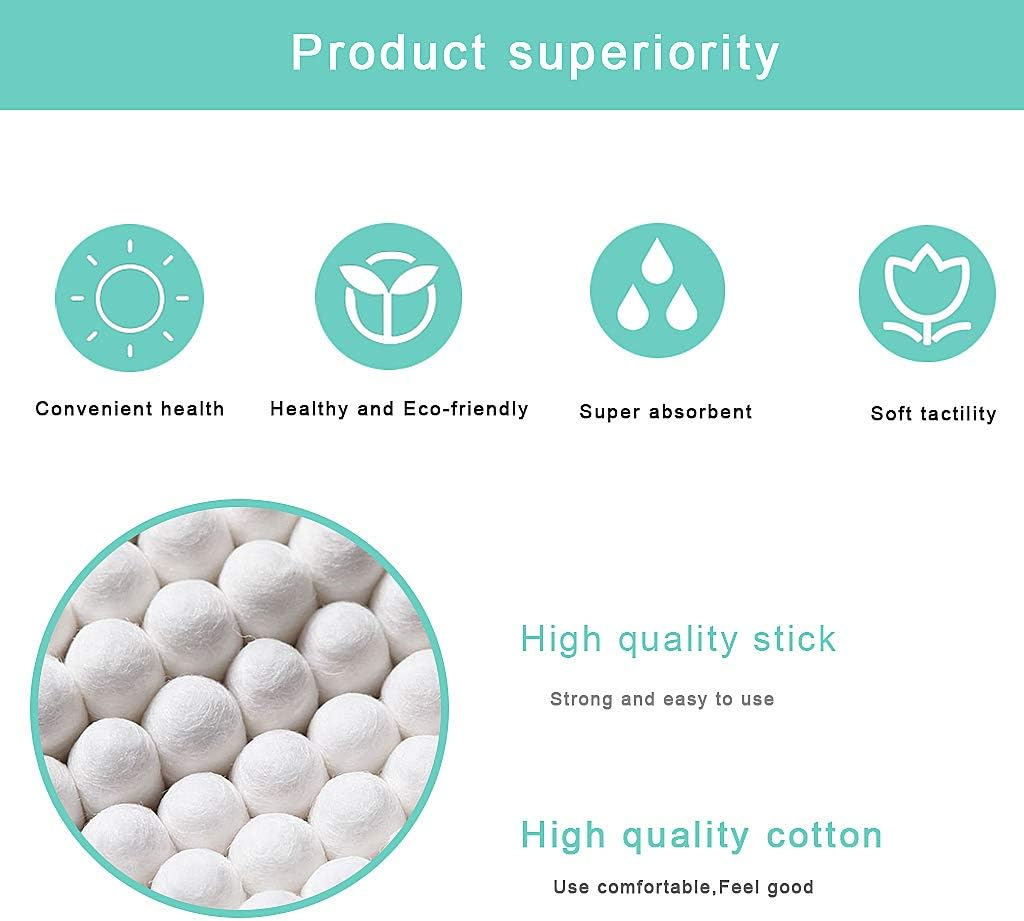 2 Packs Set(200 PCS) Bamboo Cotton Buds Eco-Friendly Cotton Ear Buds Swabs with Bamboo Handle Recyclable and Biodegradable Cotton Swabs for Makeup Cleaning Ear Cleaning and Wound Cleaning image number 4