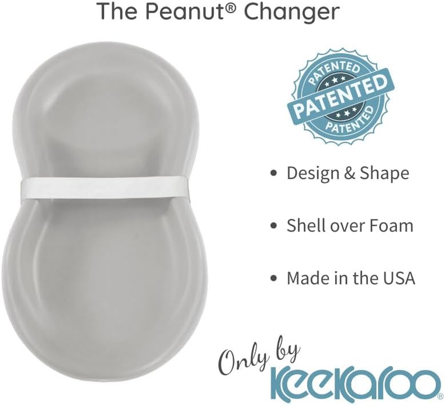 Keekaroo Peanut Changer Grey &ndash; the Original Made in USA Easy-To-Clean Changing Pad and the Only Shell over Foam, Fully Water Repellant - Grey image number 6