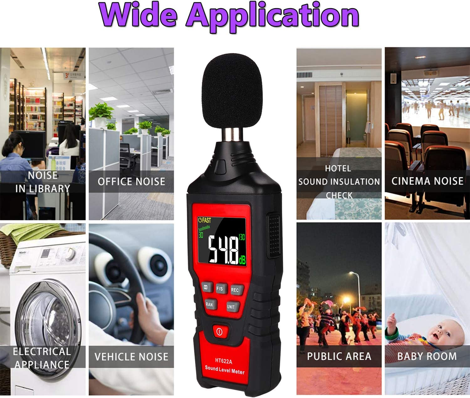 AUTENS Decibel Meter, Digital Sound Level Meter 30-130Db(A) Range with Max/Min/Data Hold, Fast/Slow Mode Ect. Auto/Manual Range image number 6