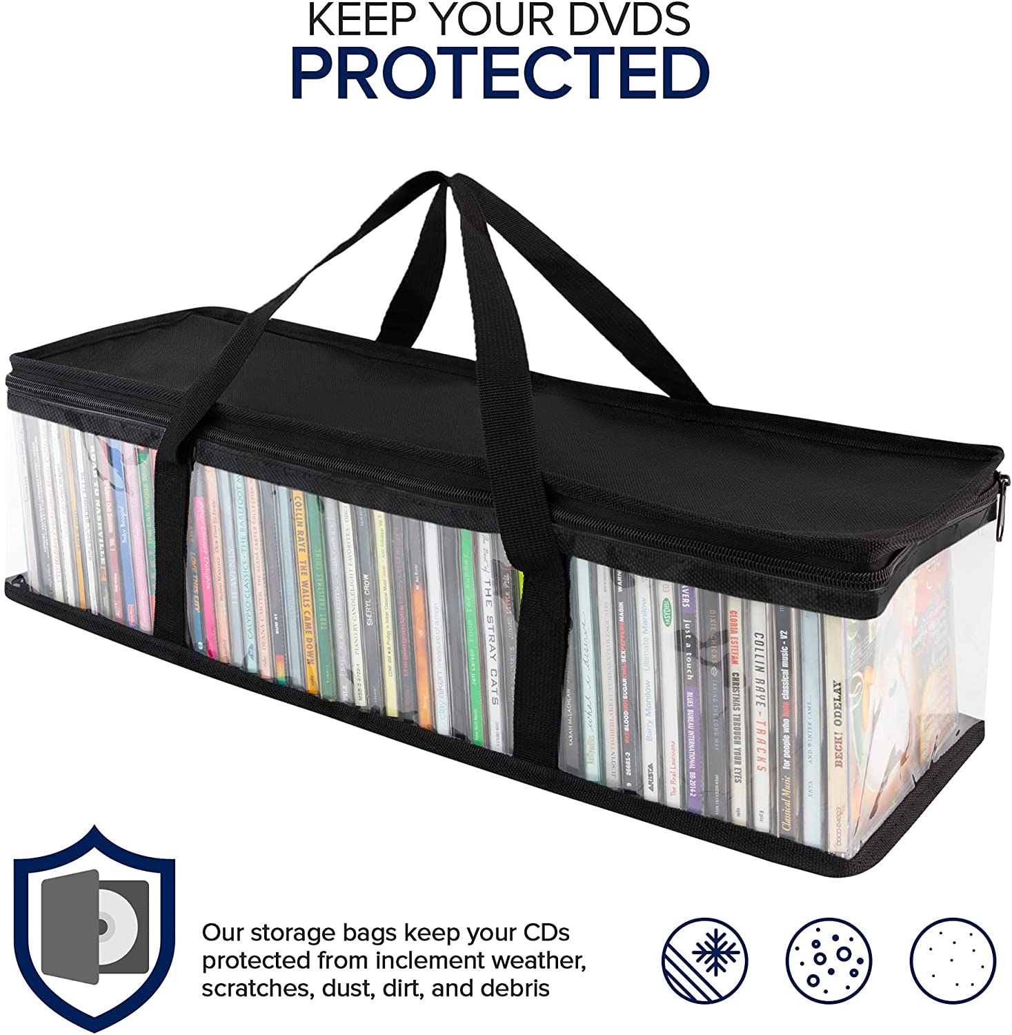 Stock Your Home CD Storage Bags (6 Pack) - Transparent PVC Media Storage - Water Resistant CD Holder Case with Handles - Clear Plastic Carrying Game Bag Storage for Cds, Albums, Video Games, Books image number 2