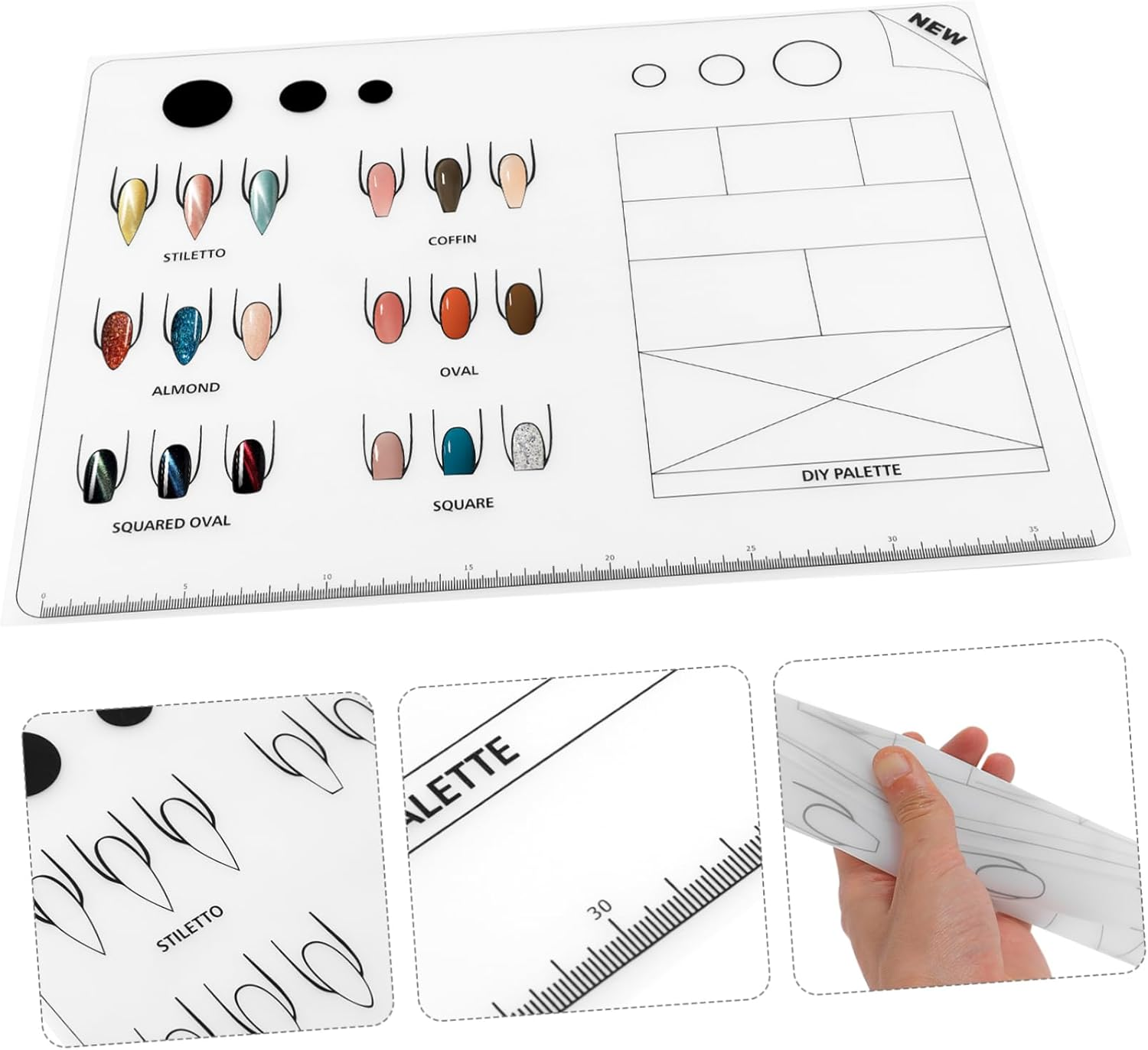 Beaupretty Acrylic Nail Training Mat, Manicure Art Practice Mat Silicone Trainer Sheet Practice Pad Nail Tool for Acrylic Fingernails image number 1