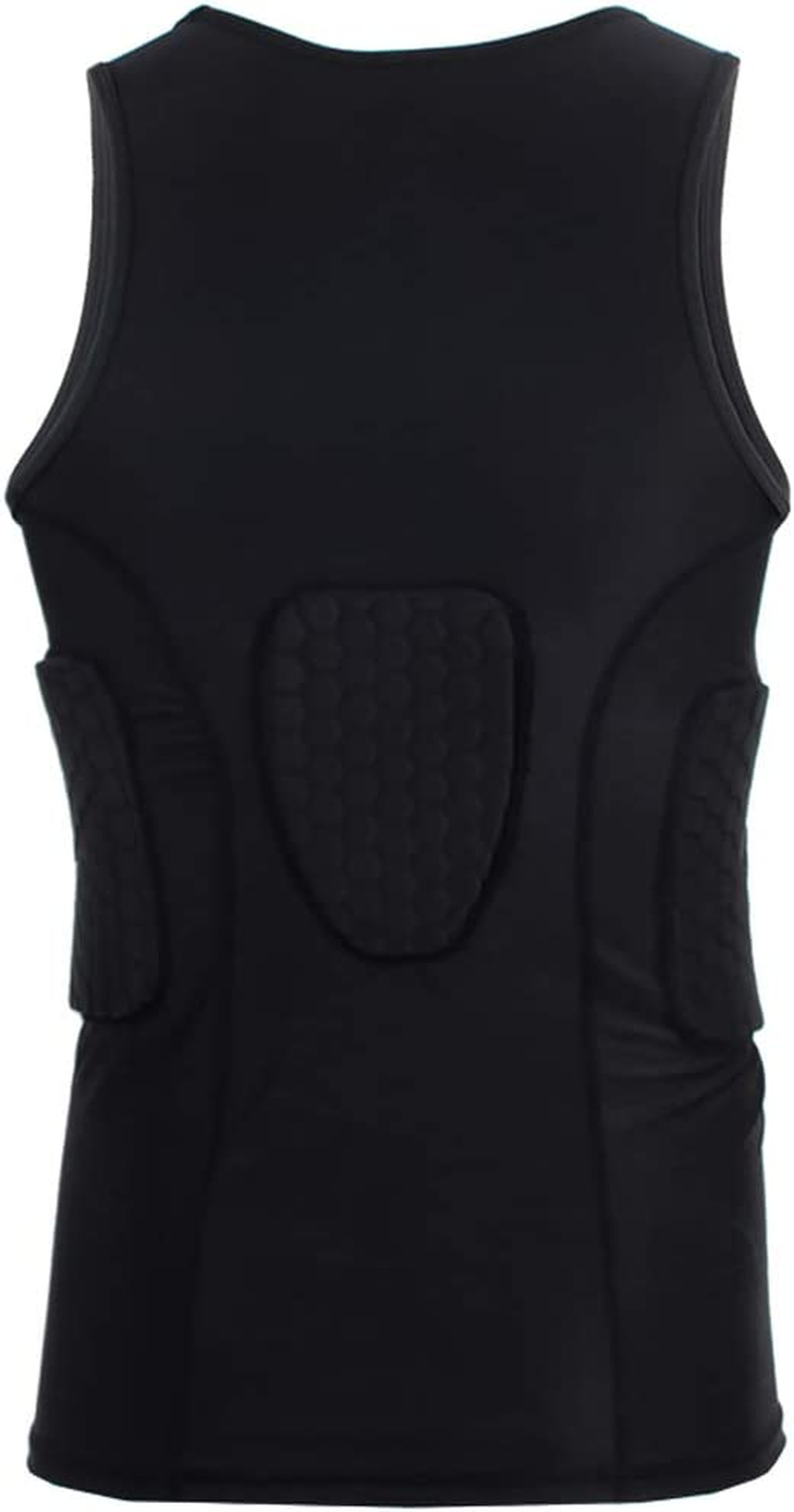Minimal Men&rsquo;S Padded Compression Shirt Sports Protective Vest Rash Guard Soccer Basketball Training Tank Top image number 3