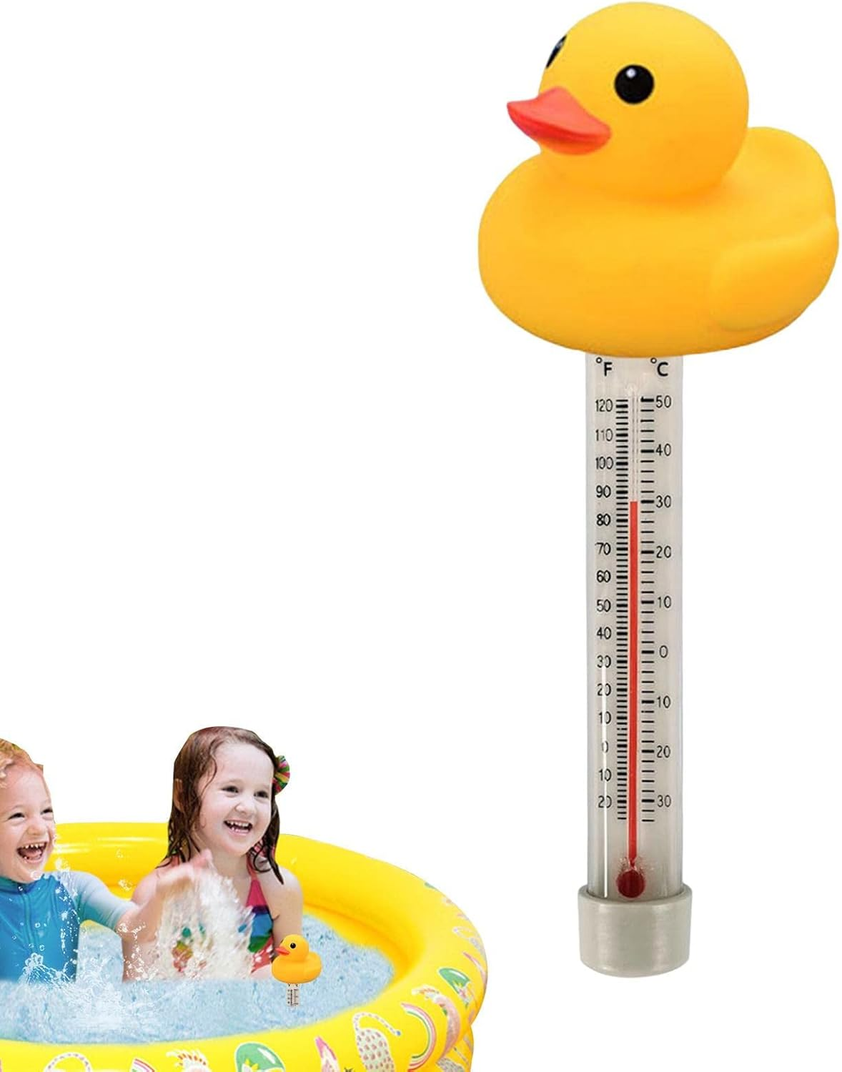 Pool Duck Thermometer Floating,Duck Pool Temperature Gauge - with Thin Rope Shatter-Resistant Cute Sinking Pool Thermometer For - Flamingo image number 3