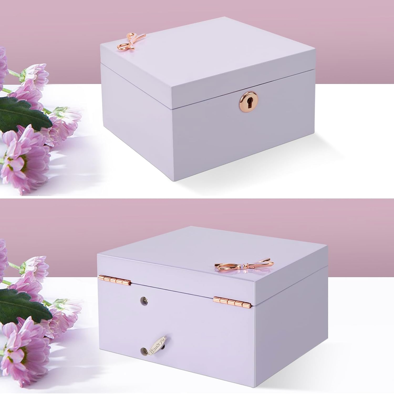 Lihou Papaq Ballerina Musical Jewelry Box -For Girls & Women - Swan Lake Tune, Features Metal Bow, Mirror & Tassel Key - Perfect Gifts for Christmas, Birthdays & Holidays-Purple (Purple-Gloss)