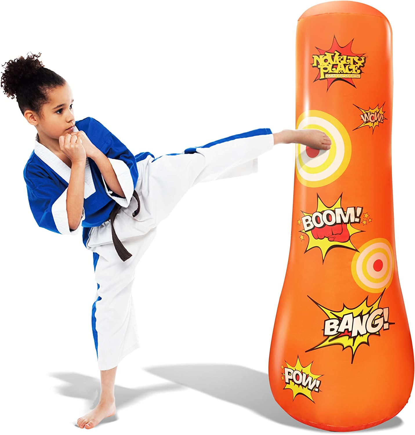 Novelty Place Kid'S Inflatable Punching Bag - 4 Feet Tall Free Standing Buddy - Hit & Bounce Back Air Bop Toy Fun for All Ages Boys Girls Fitness & Stress Relief image number 3