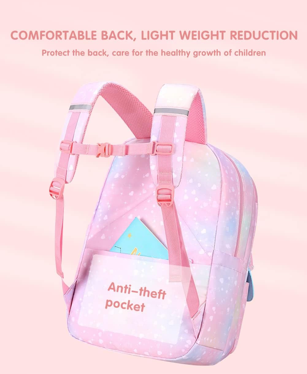 School Backpack for Girls, Lightweight Waterproof Cute School Bookbag for Teen Kids Students Elementary - Butterfly Blue image number 4