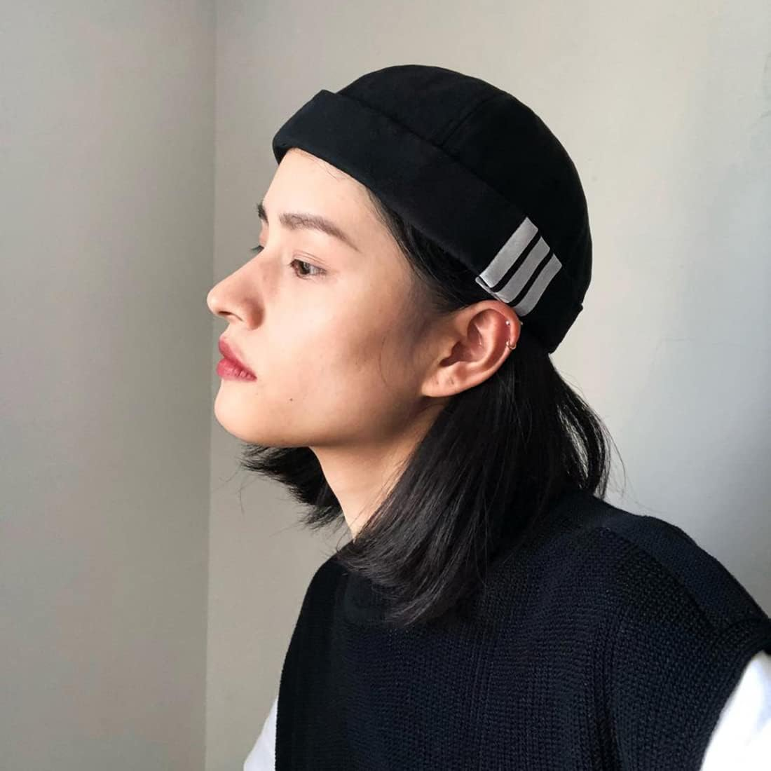 XYIYI Cotton Brimless Docker Cap Adjustable Street Casual Sailor Cap Skullcap Beanie Hat image number 4