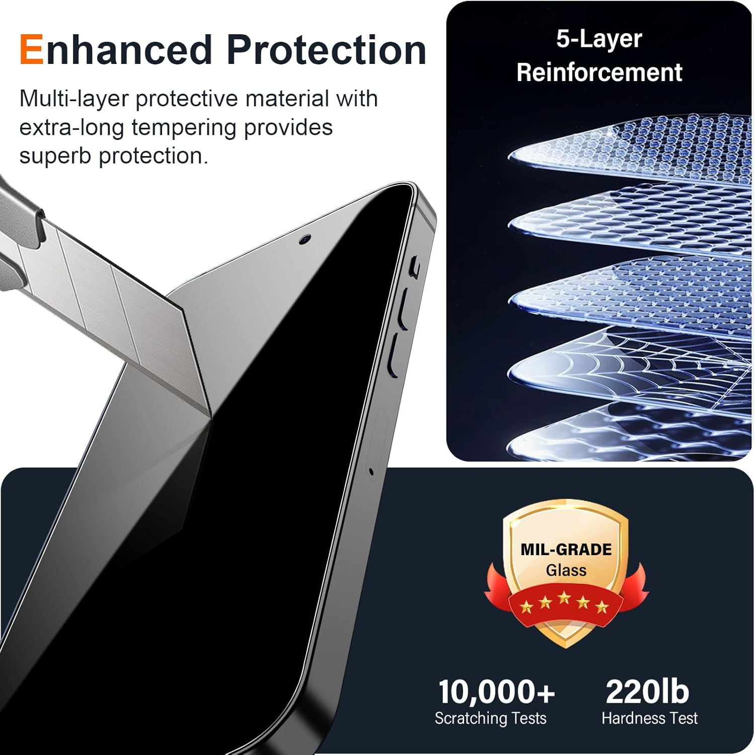 Cnarery 2 Pack for Iphone 14 Pro Privacy Tempered Glass Screen Protector 6.1 Inch, 9H Hardness, Auto Dust Removal, Scratch Resistant with Updated Easy Installation Tool image number 5