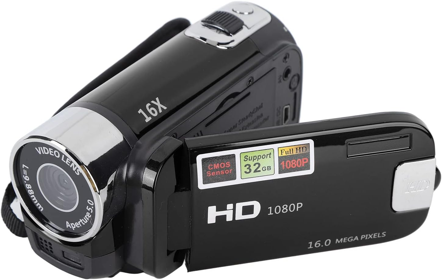 Digital Camera Recorder, 1080P 16X Digital Zoom Camcorder with 2.7 Inch Flip Screen, Vlogging Camera Recorder with USB Cable, Travel Video Recording Camera for Friends Family