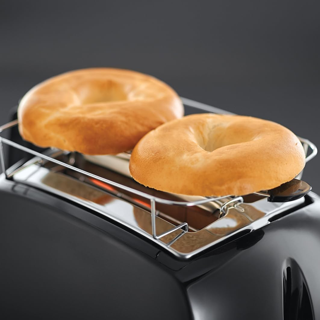 Russell Hobbs Toaster [For 2 Slices] Textures+ (Extra Wide Toast Slots, Includes Bun Attachment & Integrated Toast Tongs, 6 Browning Levels + Defrost & Warm-Up Function, 850 W) 22601-56 image number 1