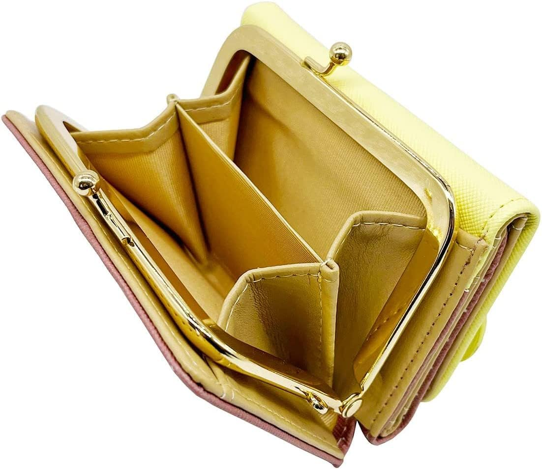 Cute Cartoon Small Wallet Short, Ladies Girls Purses Leather Trifold Wallets Money Bag (Yellow) image number 2