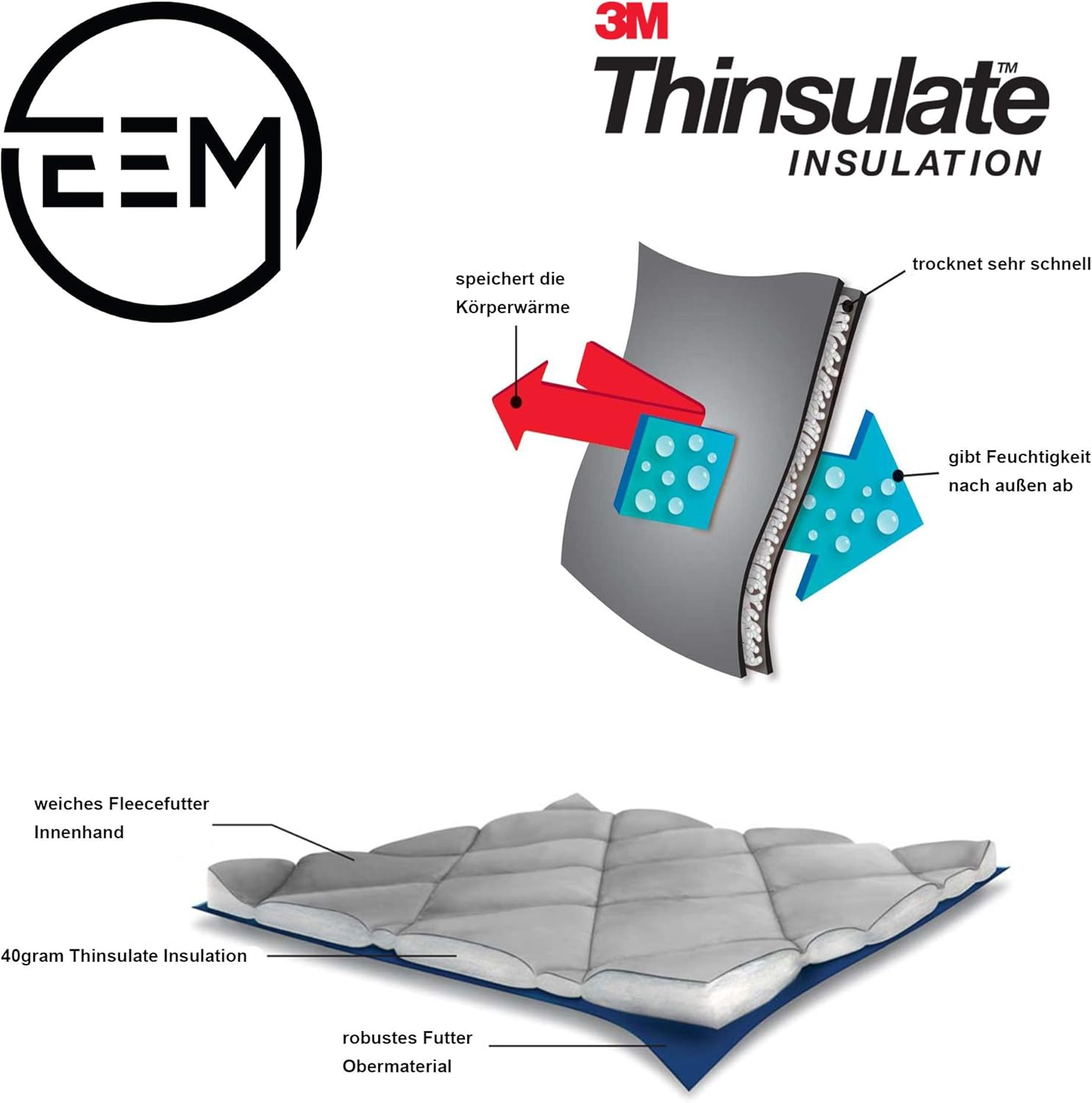 EEM Men'S Knitted Gloves, Soft Wool, Thinsulate Thermal Lining image number 4