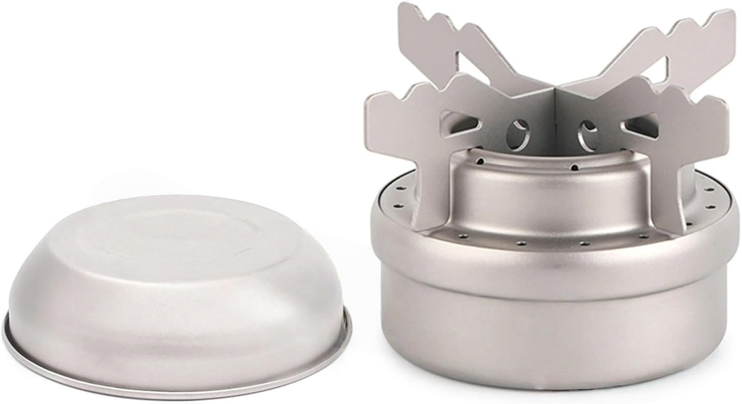 Portable Mini Tc4 Alcohol Stove W/Lid Cross Stove Stand Rack Outdoor Camping Hiking Backpacking Cook Alcohol Stove(Stove Lid Rack 2)