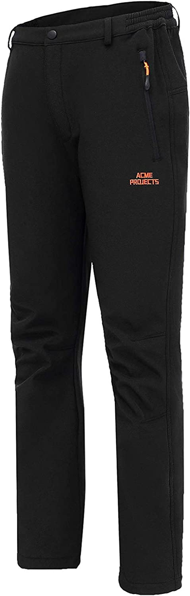 Acme Projects Fleece Lined Softshell Pants - 100% Waterproof, Breathable, 8000Mm/3000Gm Skiing Snowboarding Hiking Outdoor Activities