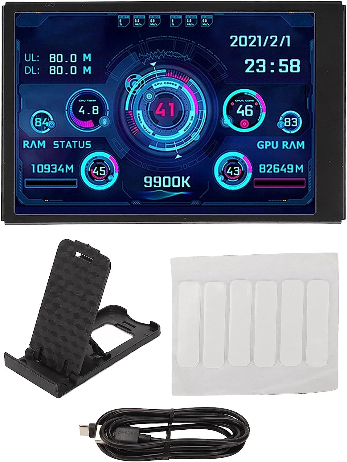 3.5 Inch IPS USB Mini Screen, AIDA64 CPU Data Monitor, Temperature Display Type C Sub Screen, Sensor Panel (Black) - White image number 6