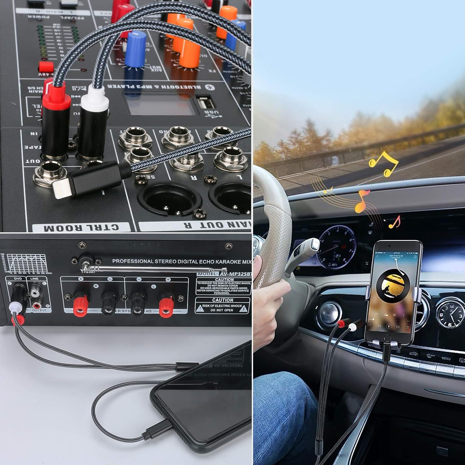 Lightning to RCA Cable Audio Aux Adapter, Stereo Y Splitter Adapter for Select Iphone, Ipad and Ipod Models for Power Amplifier, Car, Home Theater, Speaker and More Silver 6FT image number 5