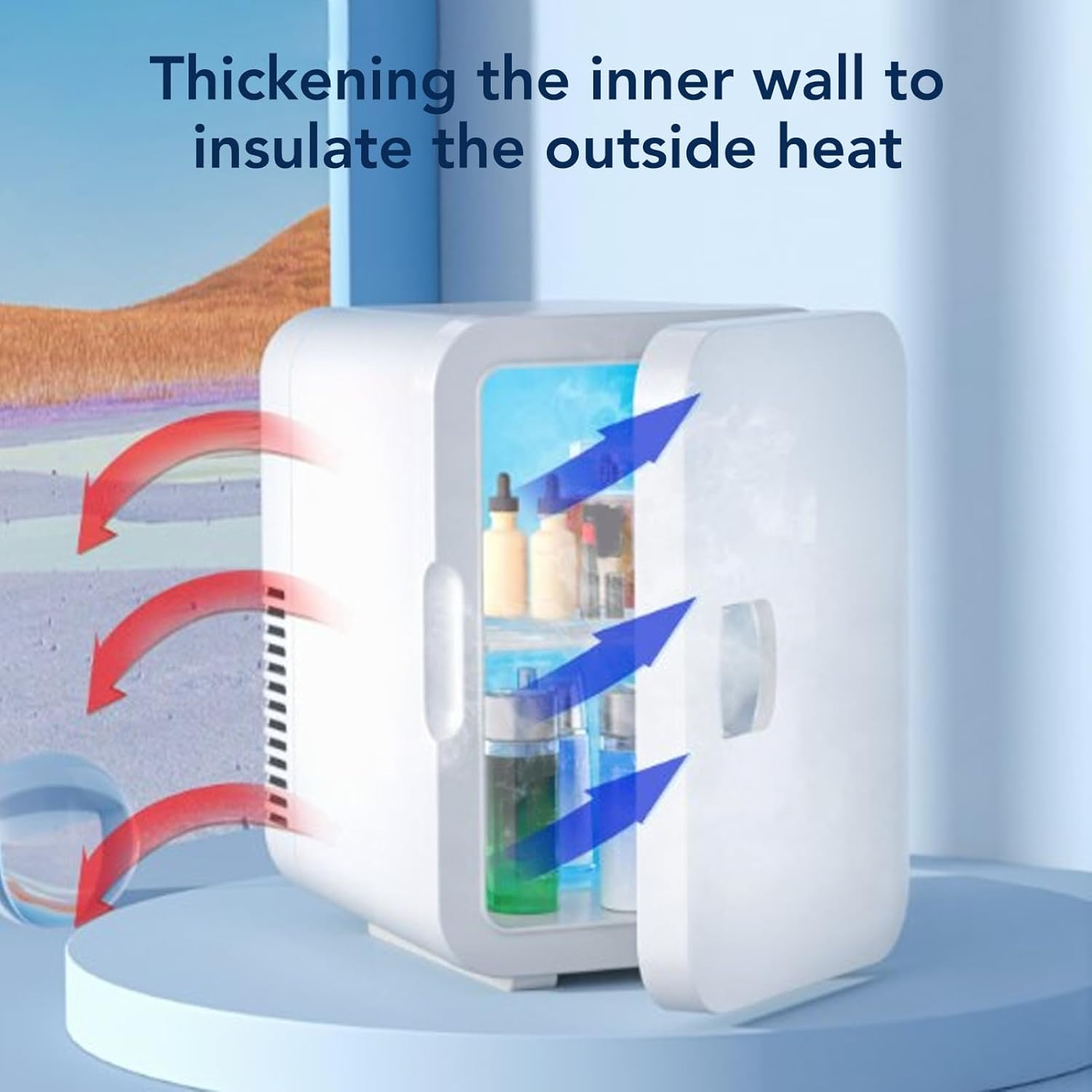 Portable Mini Fridge for Bedroom, 6L Thermoelectric Cooler and Warmer for Food Drinks Skincare Beauty Makeup, Personal Compact Refrigerators for Car Home Office Dorm College image number 2