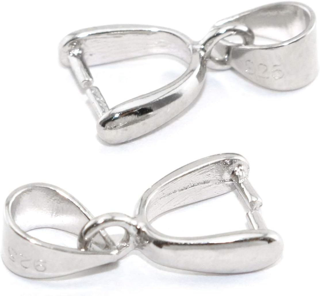 Heyous 2Pcs 925 Sterling Silver Pendant Accessories Jade Pendant Buckle Pinch Clasp for Necklace DIY Jewelry Craft Making 14Mm image number 2