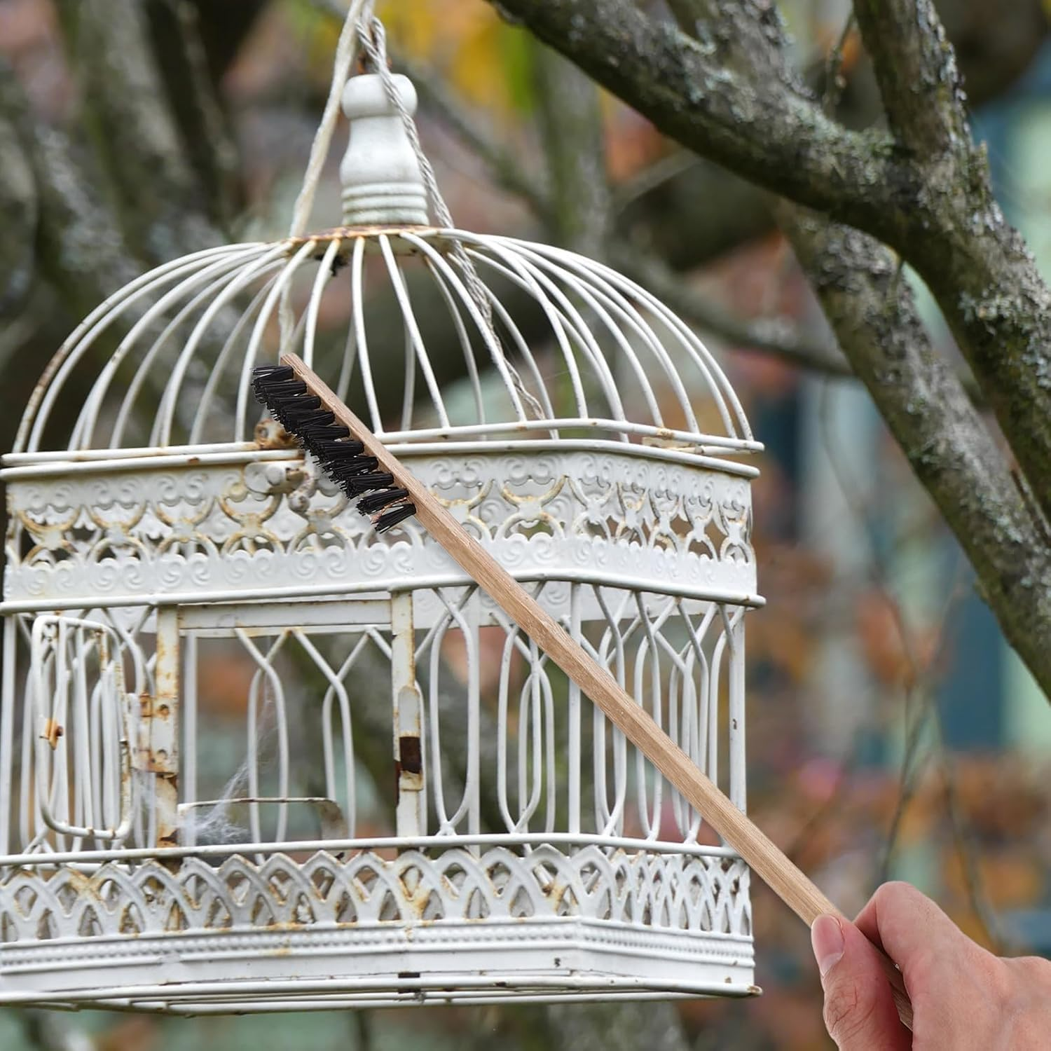 3Pcs Bird Cage Cleaner Brush, Wooden Birdcage Brush, Long Handle Bird Cage Brush Suitable for Cleaning the Bird Cage and Grooves or Narrow Gaps image number 4