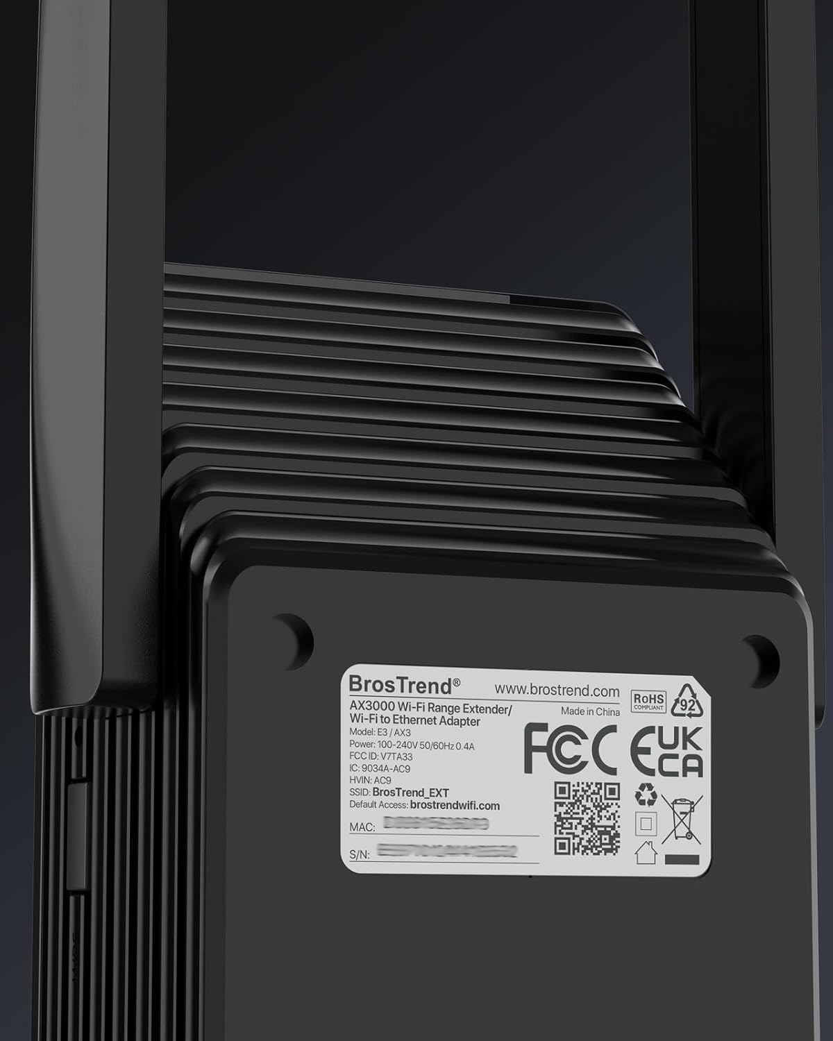 Brostrend AX3000 Wifi 6 Extender with Gigabit Port, Wifi Booster Dual Band, Wifi Range Extender for Home up to 204 ㎡ & 45 Devices, Wifi Repeater Amplifier Works with Any Wifi Routers, Easy Setup