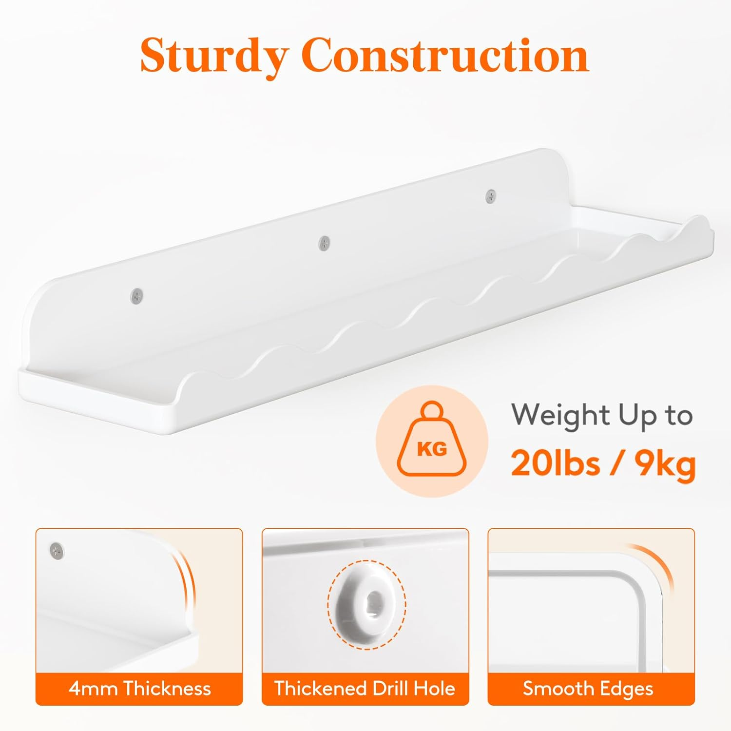 Lifewit Kids Bookshelf 4 Pack, 15" Floating Shelves for Wall Mounted, White Nursery Book Toy Hanging Racks for Baby/Toddler/Children in Bedroom, Living Room Decor image number 4