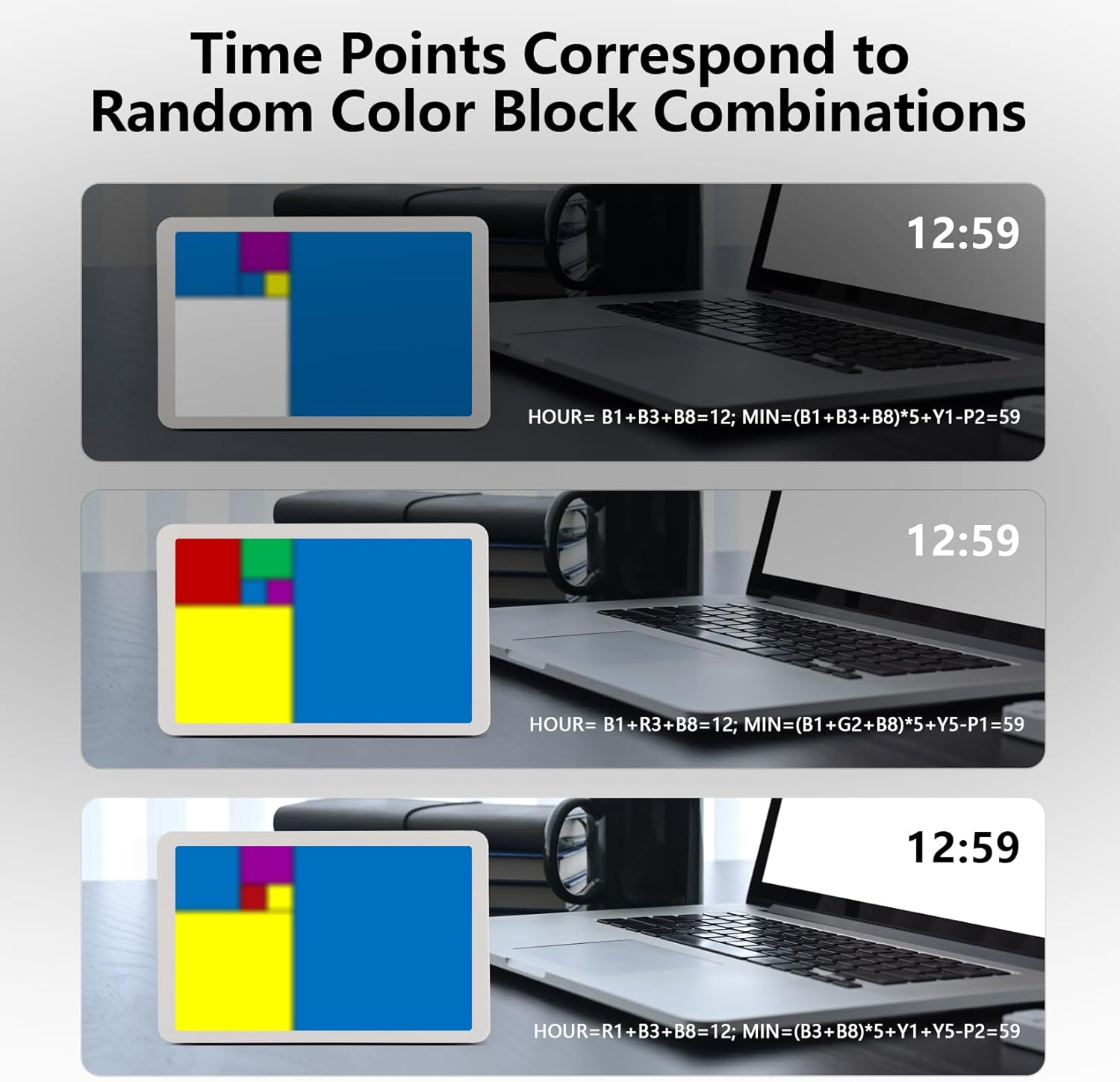 Fibonacci Math Desk Clock - Dynamic Color Display Timepiece with Bluetooth Sync, Dimmable LED Home Office Decor, Educational STEM Adults & Math Enthusiasts image number 1