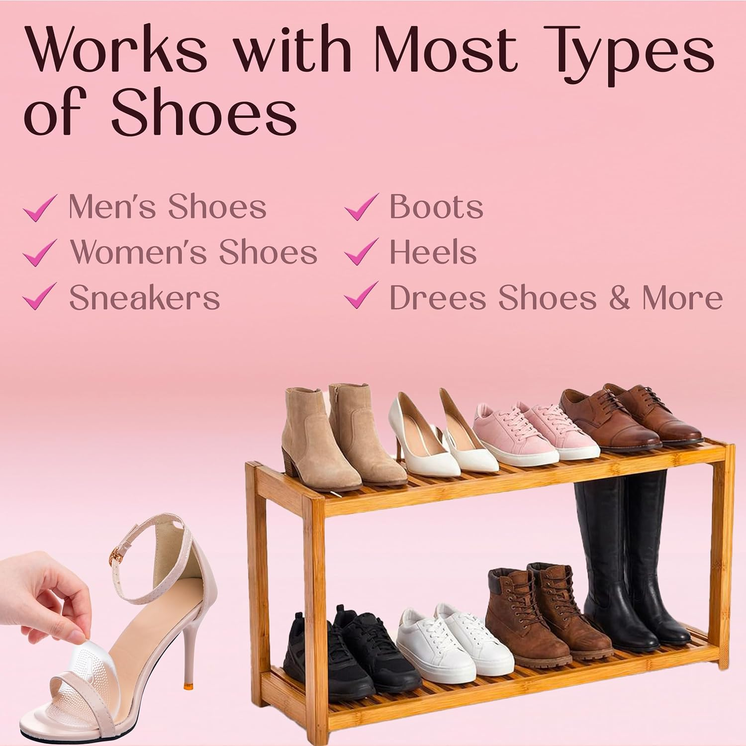 Ball of Foot Cushions for Women, High Heel Metatarsal Pads Women, All Day Comfort Heel Inserts, Pain Relief, Foot Pads for Balls of Feet, One Size Fits All (Clear, 12) image number 6