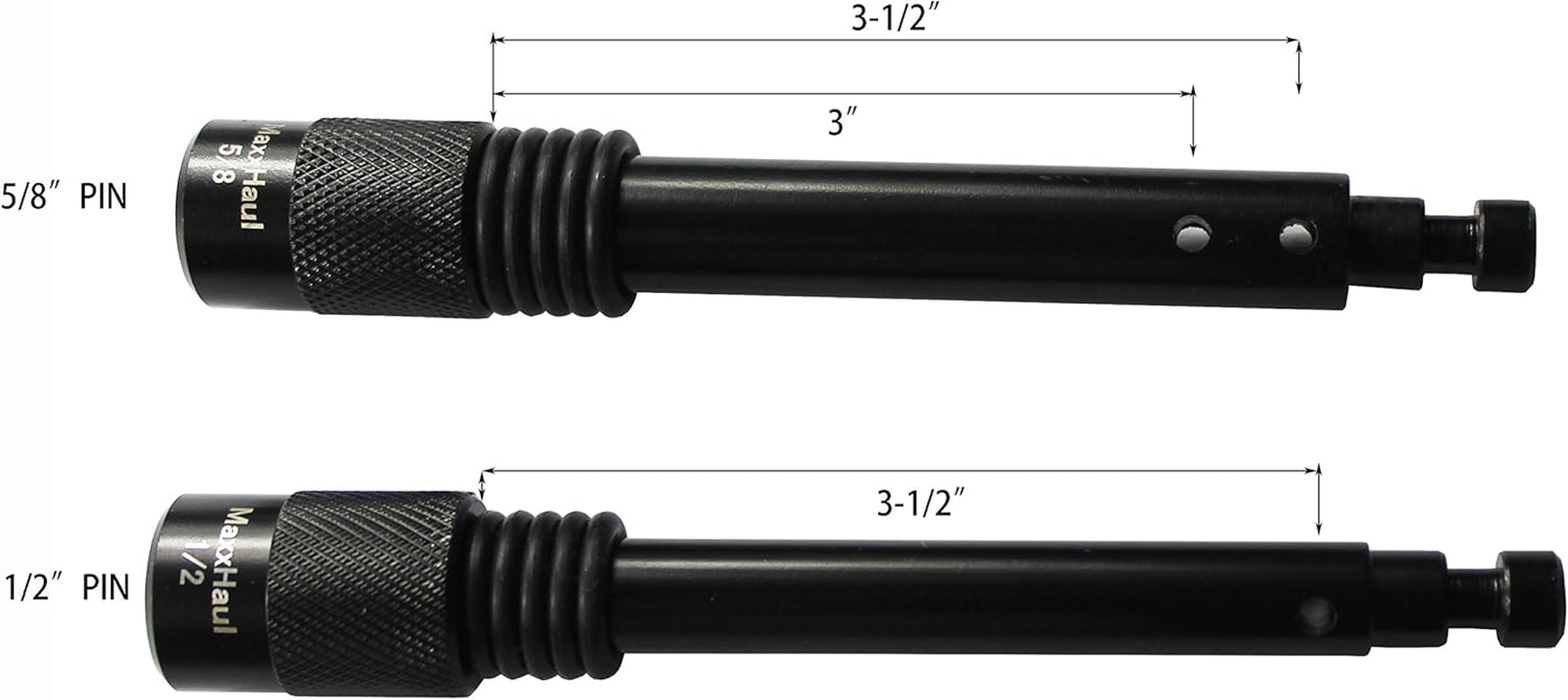 Maxxhaul 50151 Trailer Hitch Lock Pin Set 5/8 and 1/2 Inch with Locking System Anti-Rattle for 1-1/4" and 2" Class I,II,III,IV,V Hitches - Black Finish