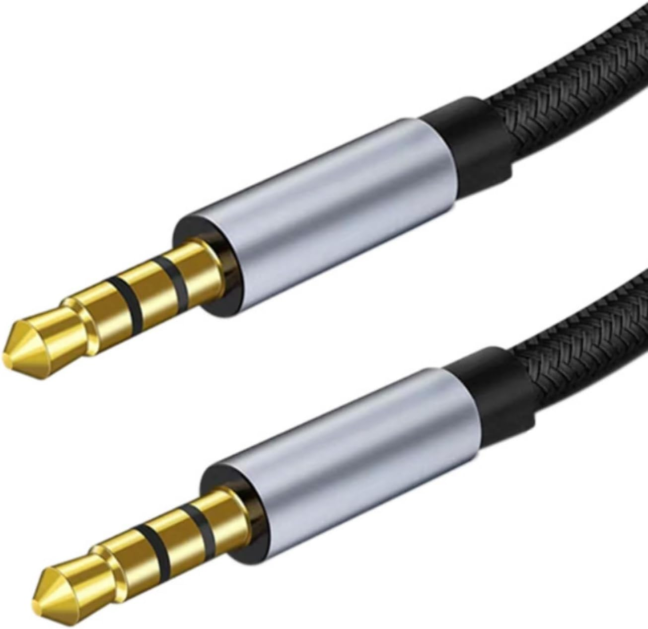 ALINNA 3.5Mm Aux Cable (10Ft/3M) Hi-Fi Sound Nylon Braided Auxiliary Audio Cable Adapter Male to Male AUX Cord for Headphones Car Home Stereos Speaker Iphone Ipad Ipod Echo and More Grey image number 3