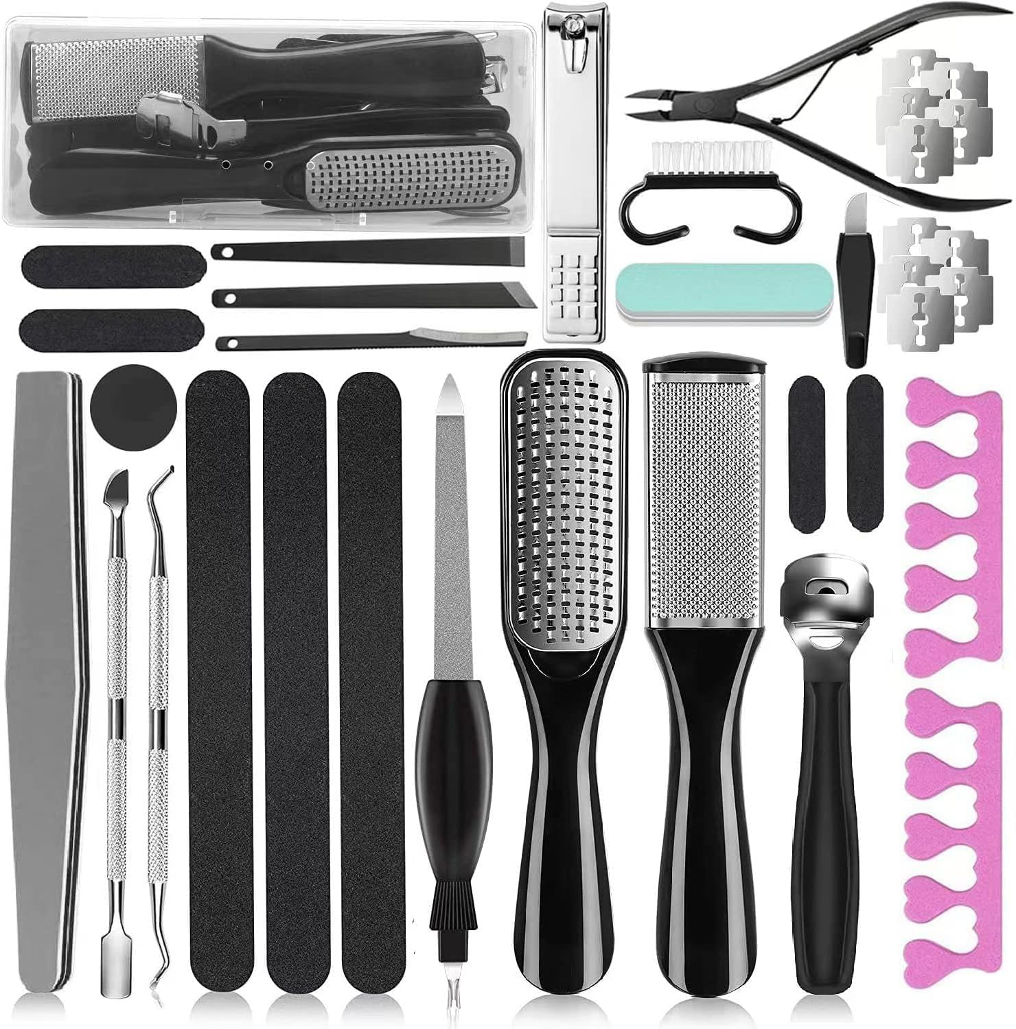 Professional Pedicure Kit, 36 in 1 Stainless Steel Foot Care Kit Foot Rasp Dead Skin Remover for Home & Salon Care