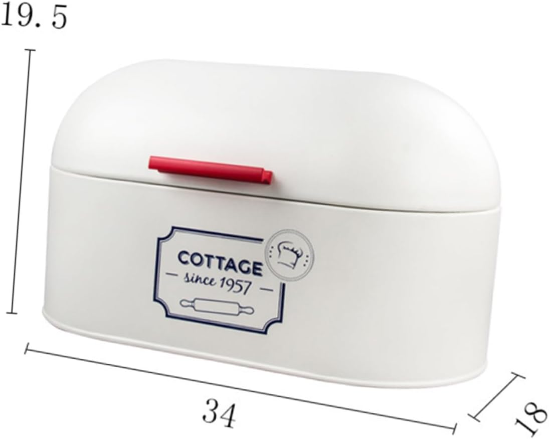 OKUMEYR European Bread Box Large Capacity Metal Bread Storage Bin White Dustproof Food Container for Kitchen and Home Use
