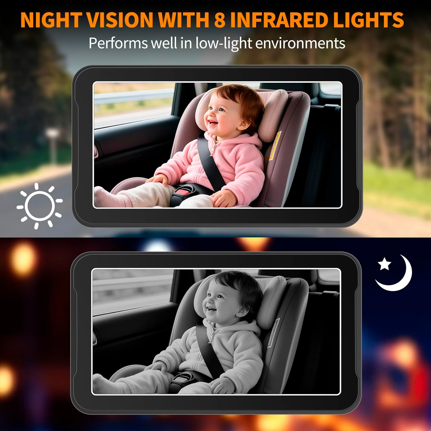 Omebel 7" Baby Car Mirror Monitor with 4K HD Camera, 360&deg; Rotation, Night Vision, Rear-Facing, Easy 5-Min Installation, for Infant Safety image number 6