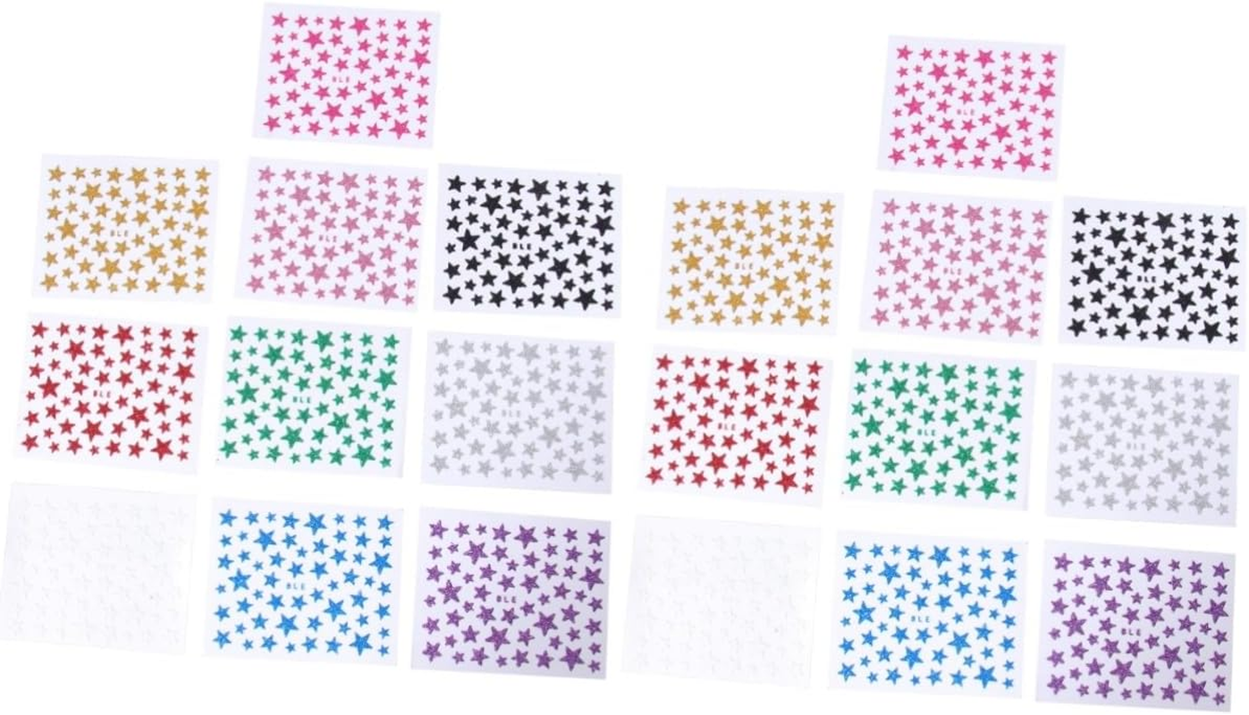 Healeved 10 Sheet Glitter Star Nail Art Sticker Pretty Chic Self Adhesive Decal Decoration Nail Decor for Women
