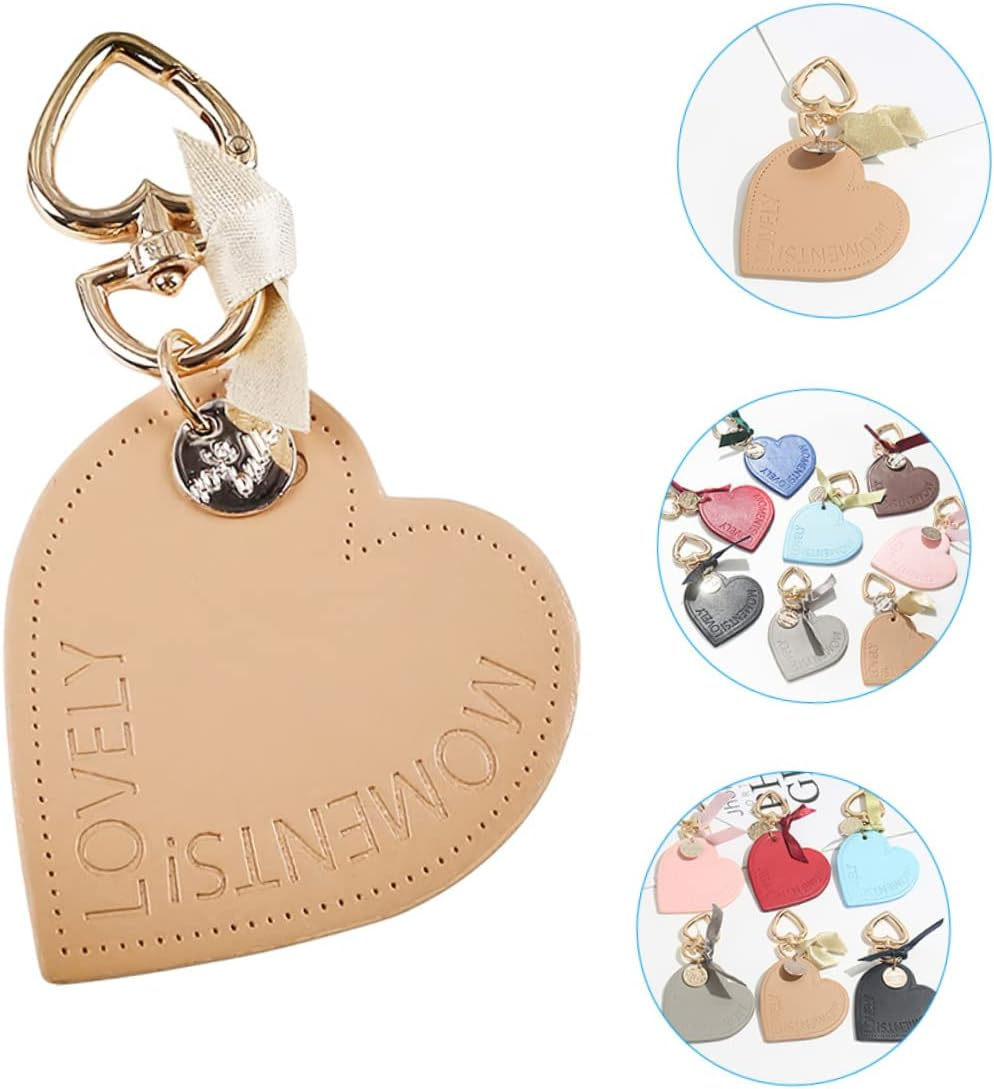 HAPINARY 3Pcs Heart Pendant Key Ring Decorative Heart Shape Backpack Pendant Leather Keychain for Car Key Ring Holder Bag Hanging Ornament image number 4