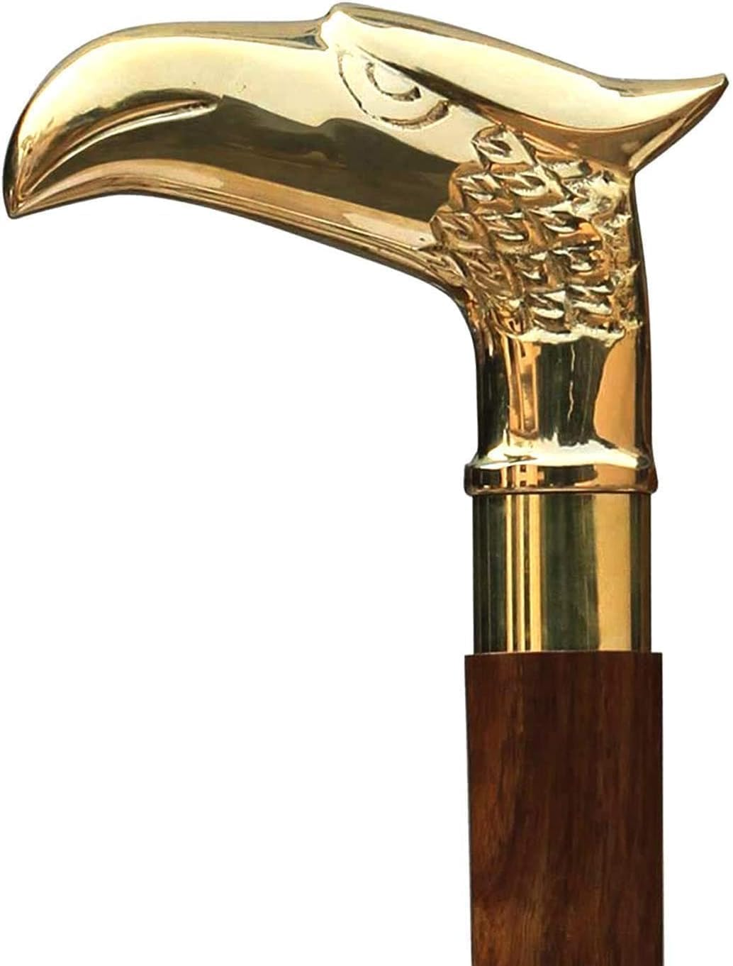 Eagle Walking Stick Vintage Wooden Decorative Cane Walking Stick for Men and Women - Wooden Canes and Walking Sticks with Metal Brass Handle with Rosewood Cane (Golden, Eagle) image number 1
