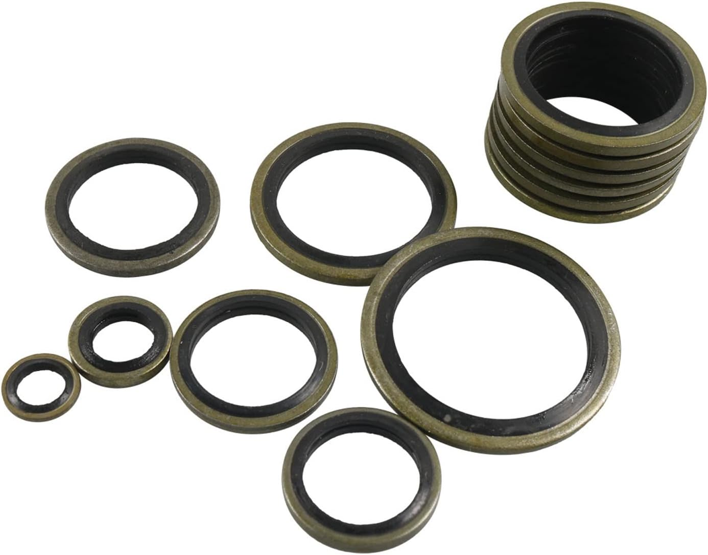 Eujgoov Oil Seal Washer, Sump Plug Washers,110 Pcs 8 Sizes Oil Drain Gaskets M6 M8 M10 M 12 M14 M16 M20 Metal Rubber Self Centering Lip,Good Sealing,High Temperature,Enough