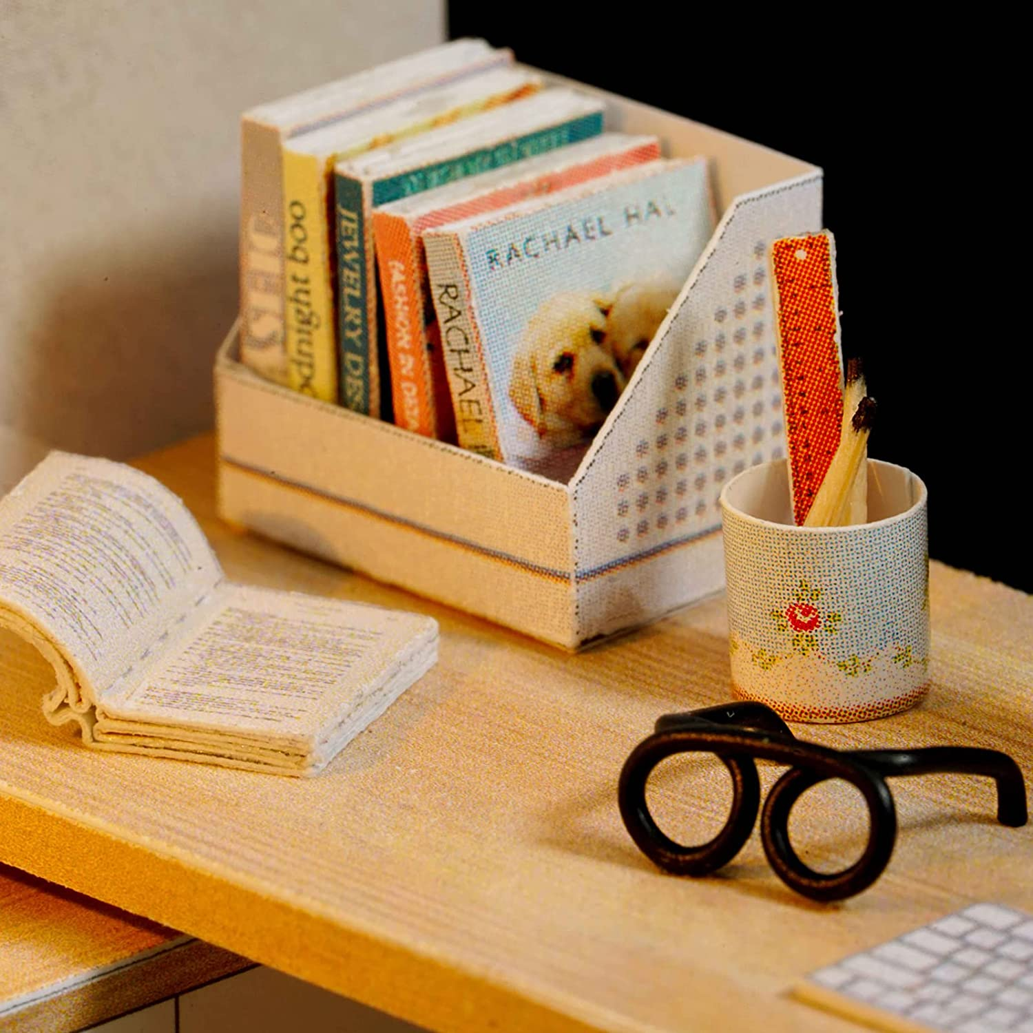 DIY Miniature Dollhouse Kit with Furniture,Wooden Doll House plus LED Lights & Dust Cover, DIY House Kit, Mini House Building Kit(Study Room) image number 4