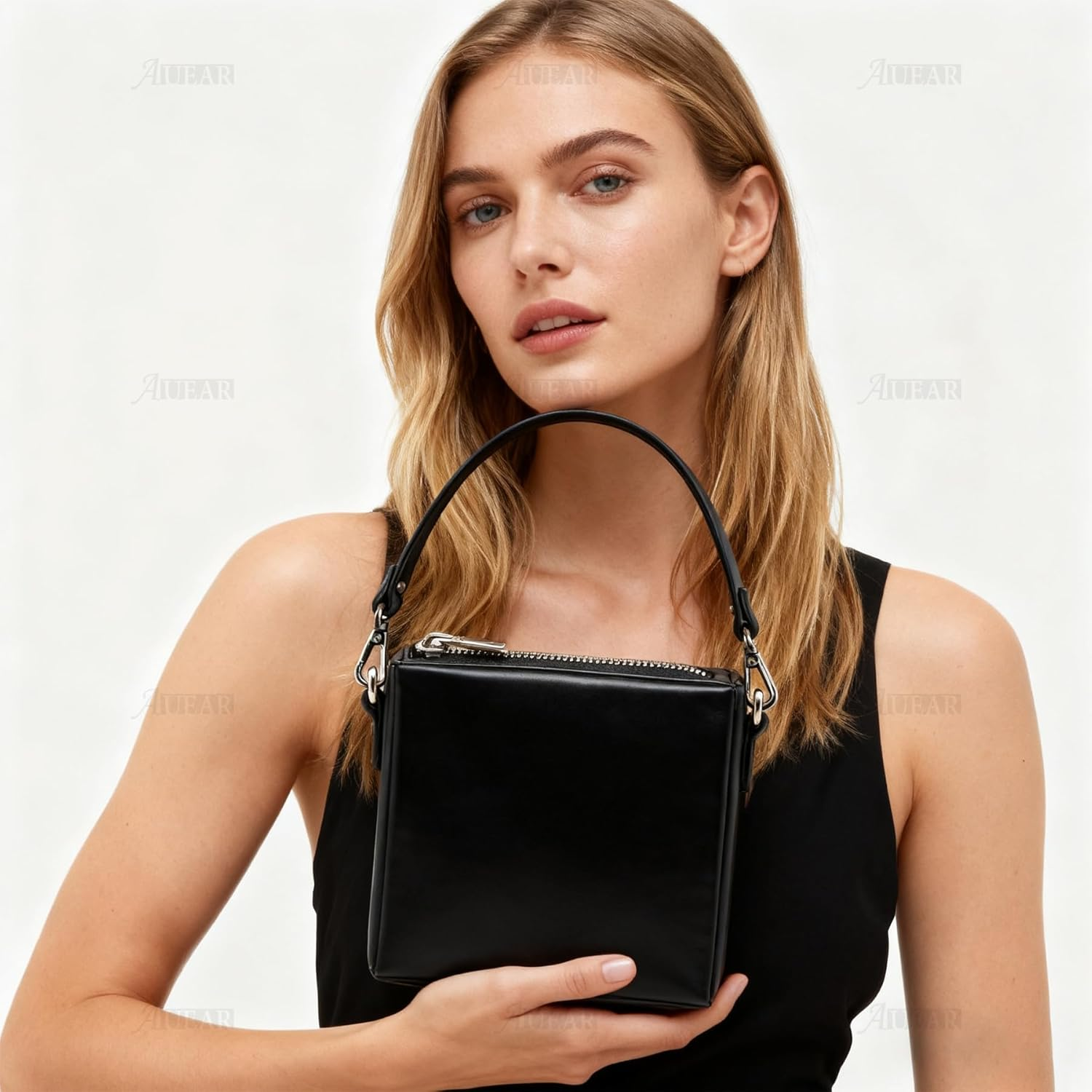 AUEAR, 2 Pack Leather Purse Strap Replacement Handbag Shoulder Bag Black with Gun Black Lock MC16752_GROUP1 image number 2