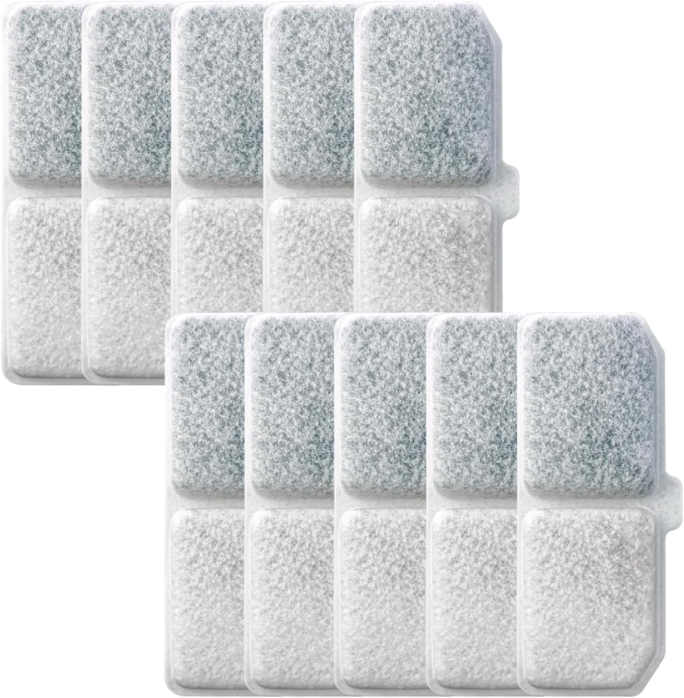 Hevysuo Pack of 10 Filter for Cat Fountain with Resin, Cotton Layer and Activated Carbon, Triple Filter Replacement Filters Suitable for 3.2 L Cats and Dogs Filter for Drinking Fountain, 4.4 X 1.6 image number 5