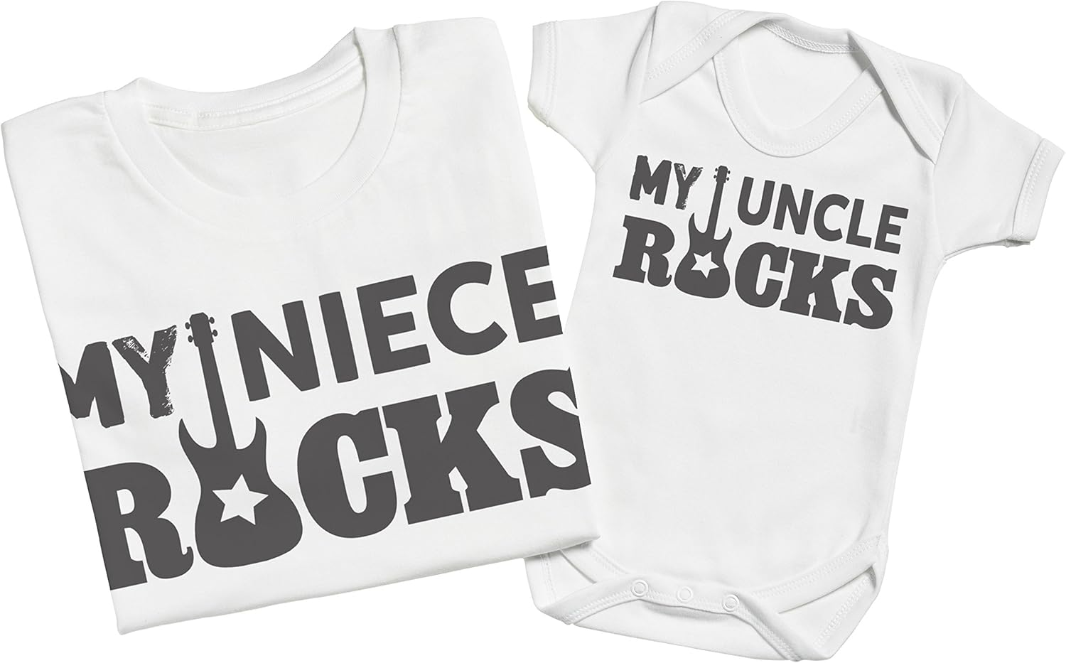 Zarlivia Clothing My Niece Rocks - Matching Uncle Niece Gift Set - Mens T Shirt & Baby Bodysuit - Blue - Small & 3-6 Months image number 5